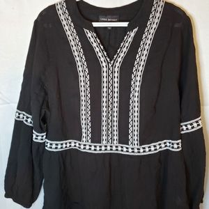 Lane Bryant Women's Size 16 Long Sleeve Blouse Embroidered Top.